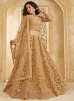 Net Beige Wedding Wear Stone Work Lehenga Choli